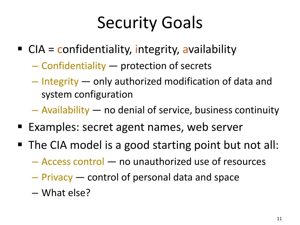 security goals