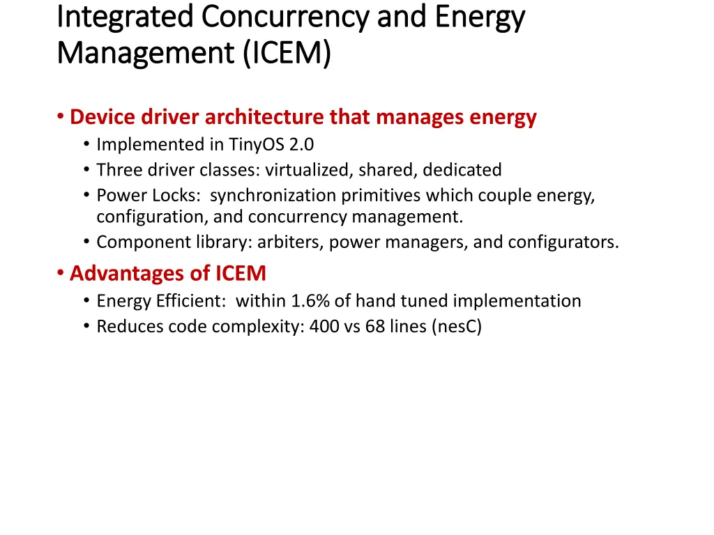 integrated concurrency and energy integrated