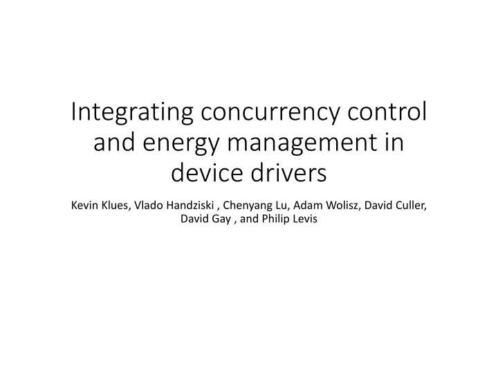 integrating concurrency control and energy