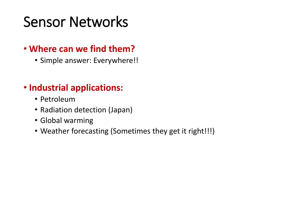sensor networks sensor networks