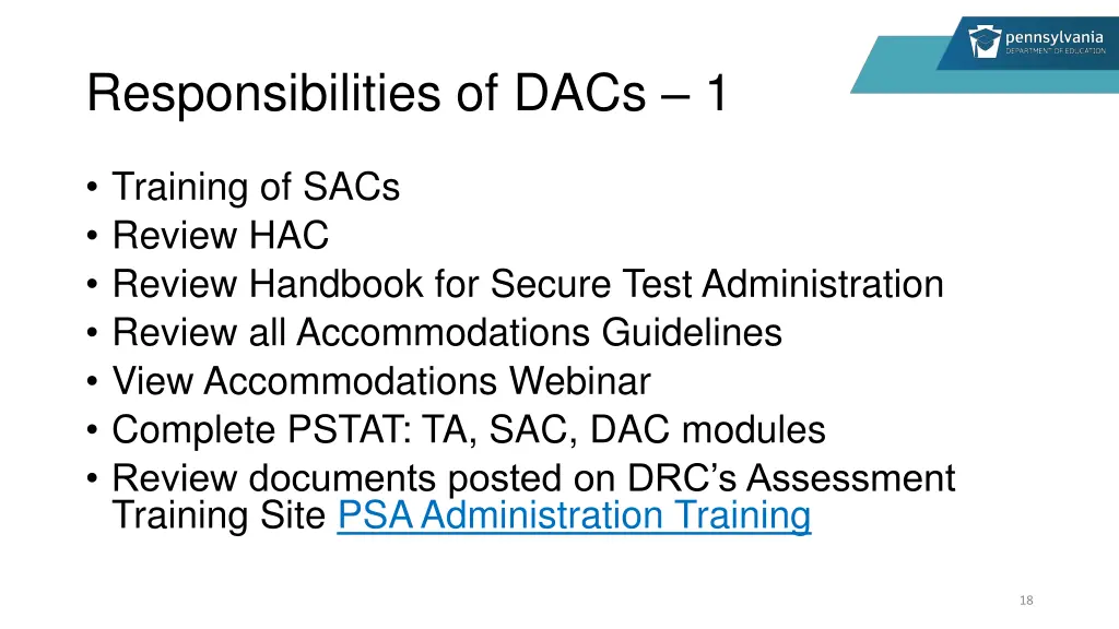 responsibilities of dacs 1