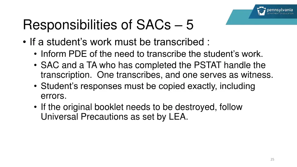 responsibilities of sacs 5 if a student s work