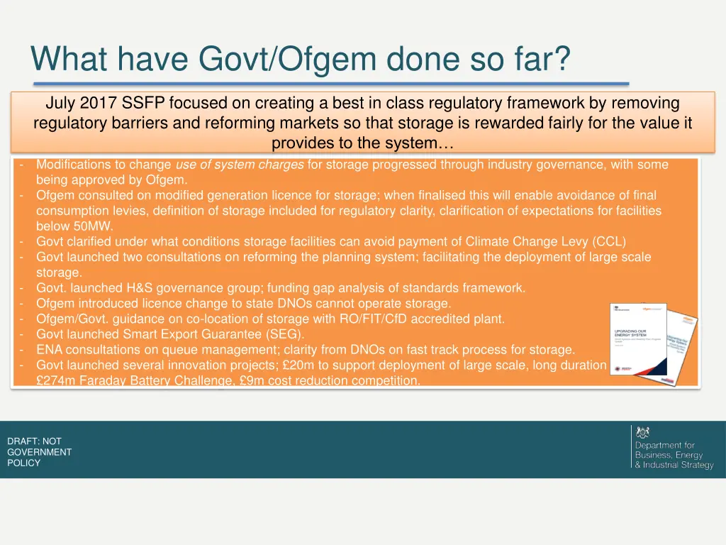 what have govt ofgem done so far