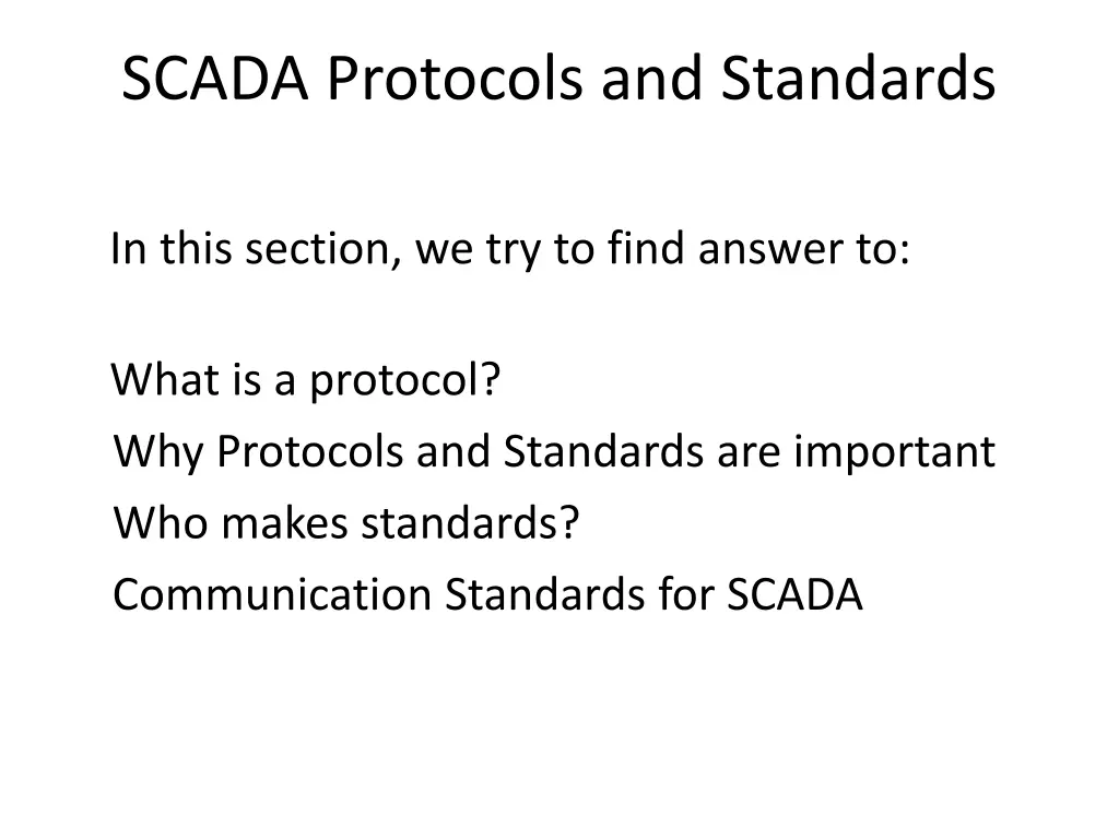 scada protocols and standards