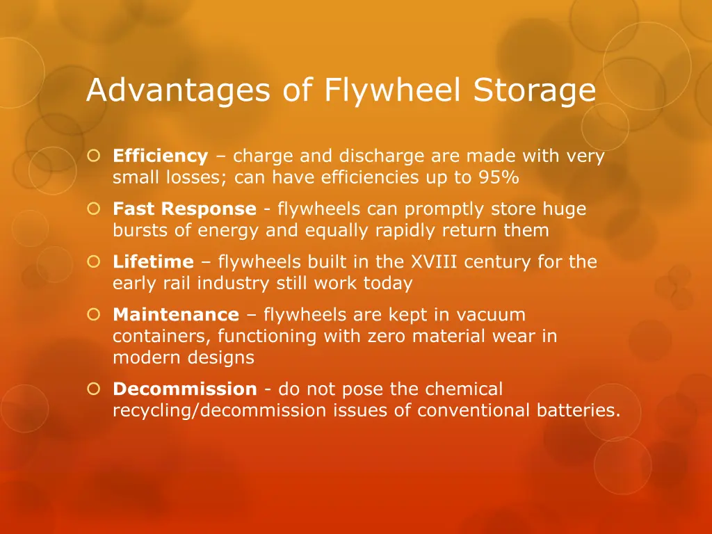 advantages of flywheel storage