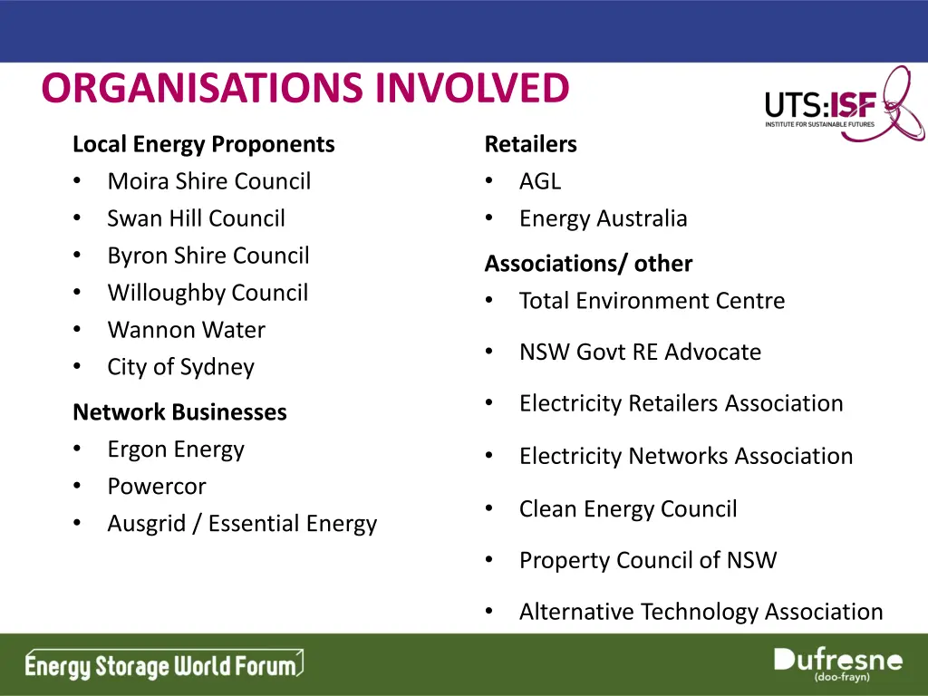 organisations involved
