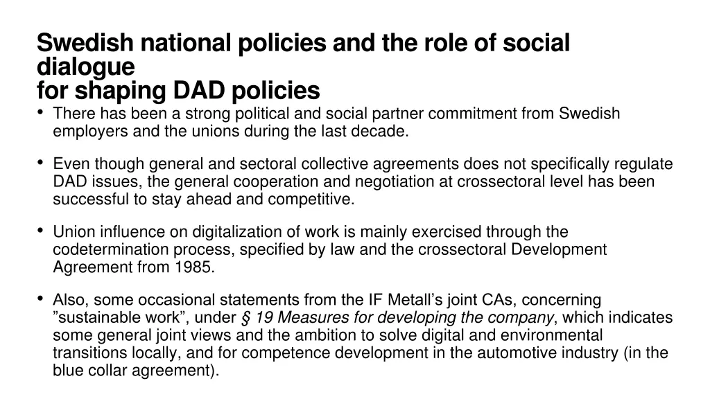 swedish national policies and the role of social