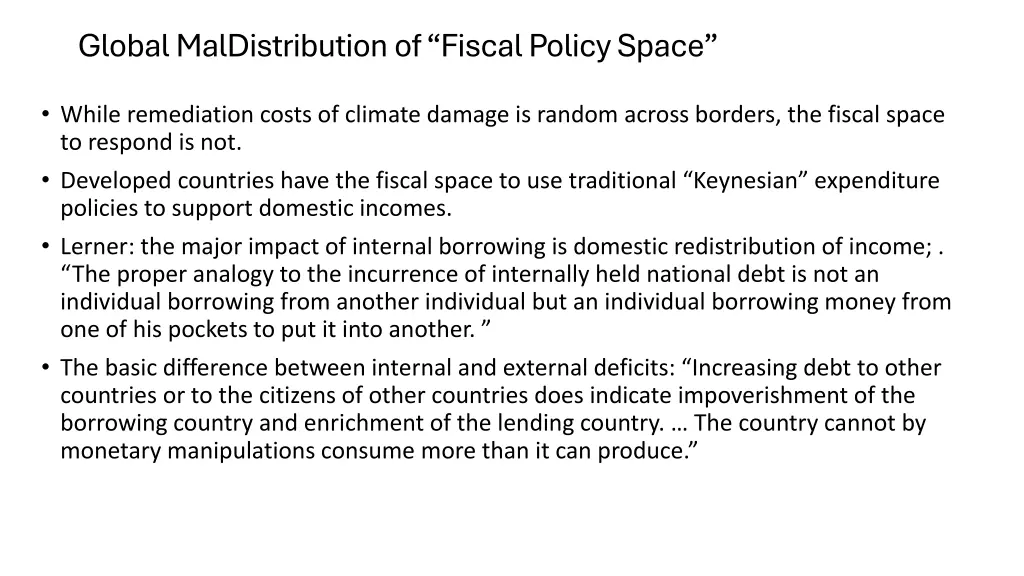 global maldistribution of fiscal policy space