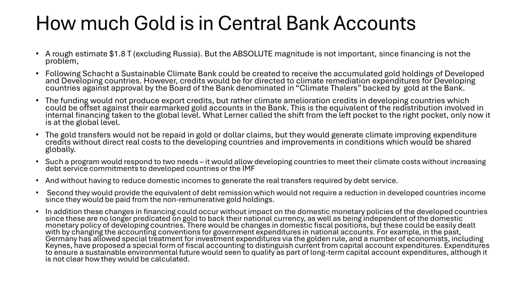 how much gold is in central bank accounts