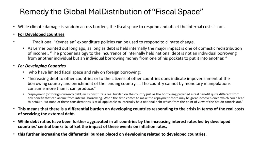 remedy the global maldistribution of fiscal space