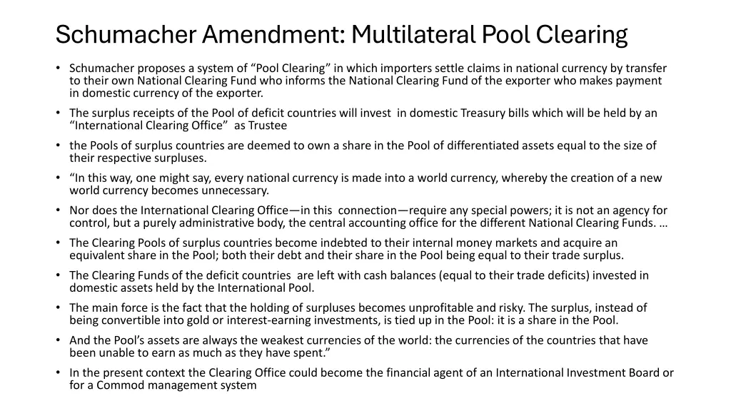 schumacher amendment multilateral pool clearing