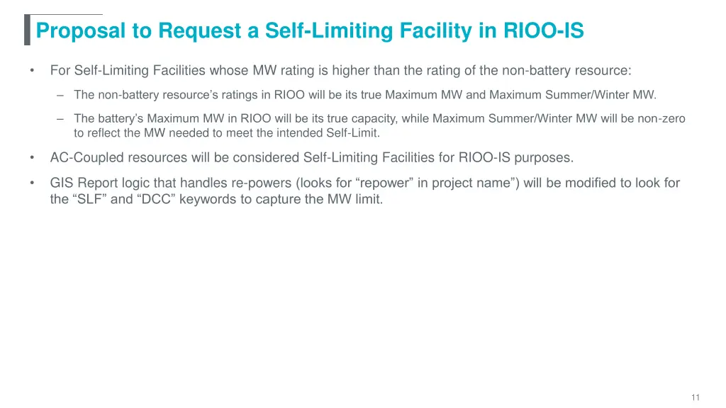 proposal to request a self limiting facility 1