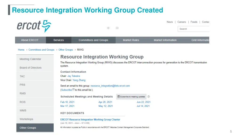 resource integration working group created