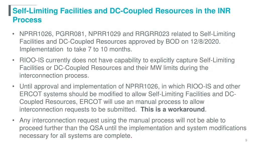 self limiting facilities and dc coupled resources