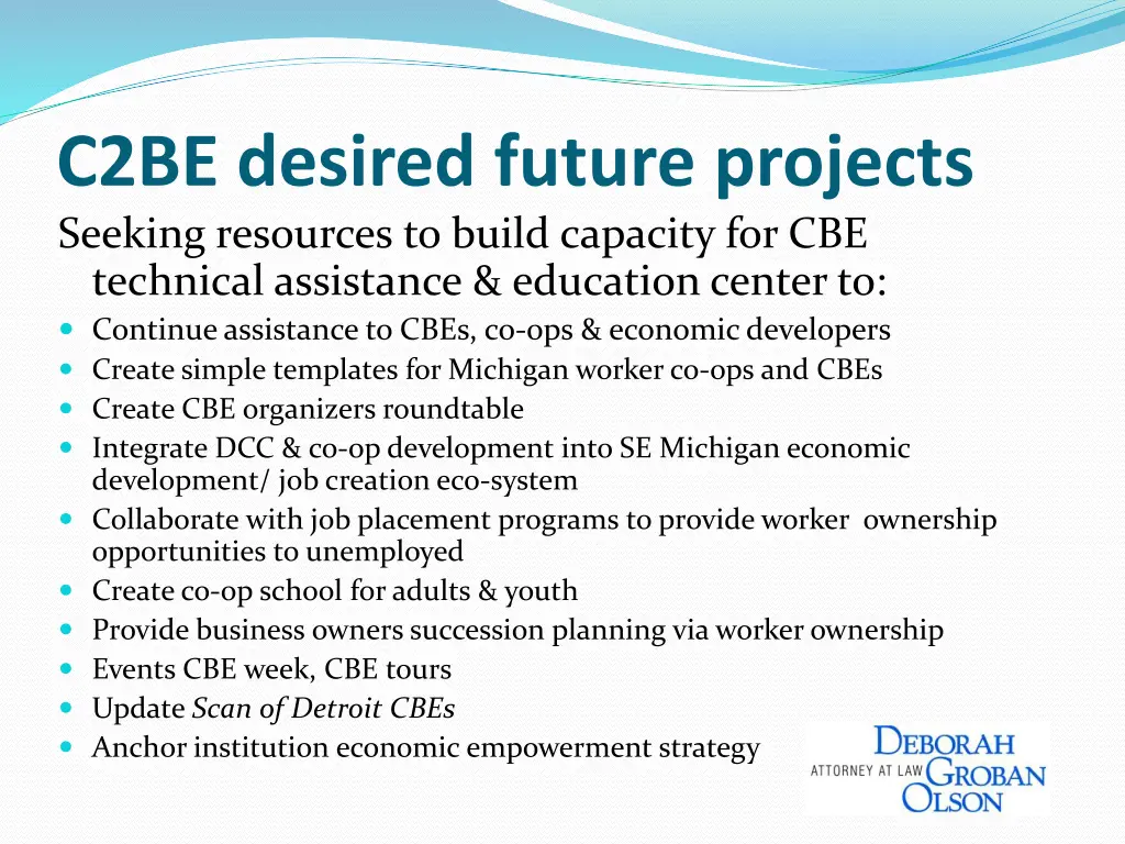 c2be desired future projects seeking resources
