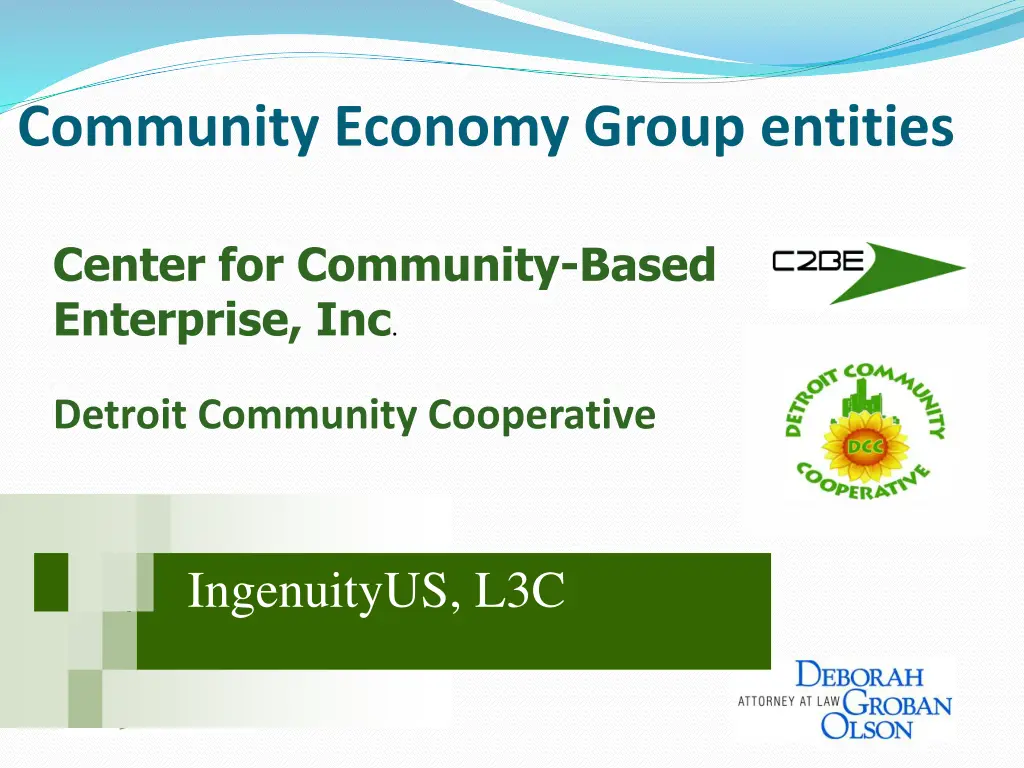 community economy group entities