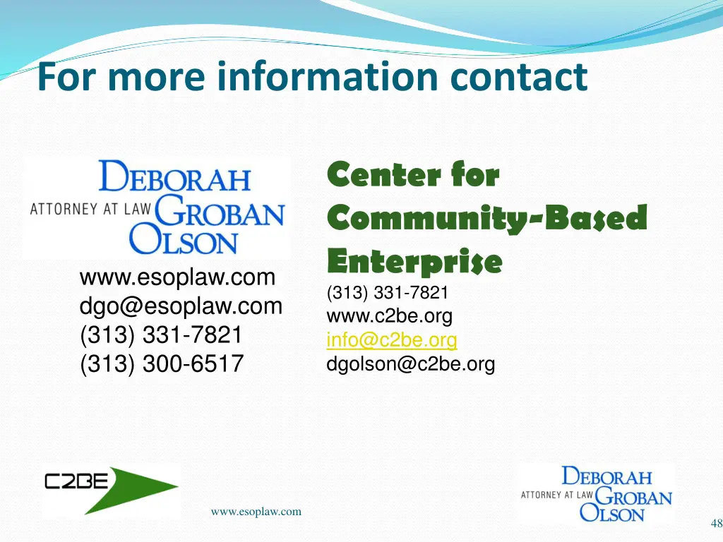 for more information contact