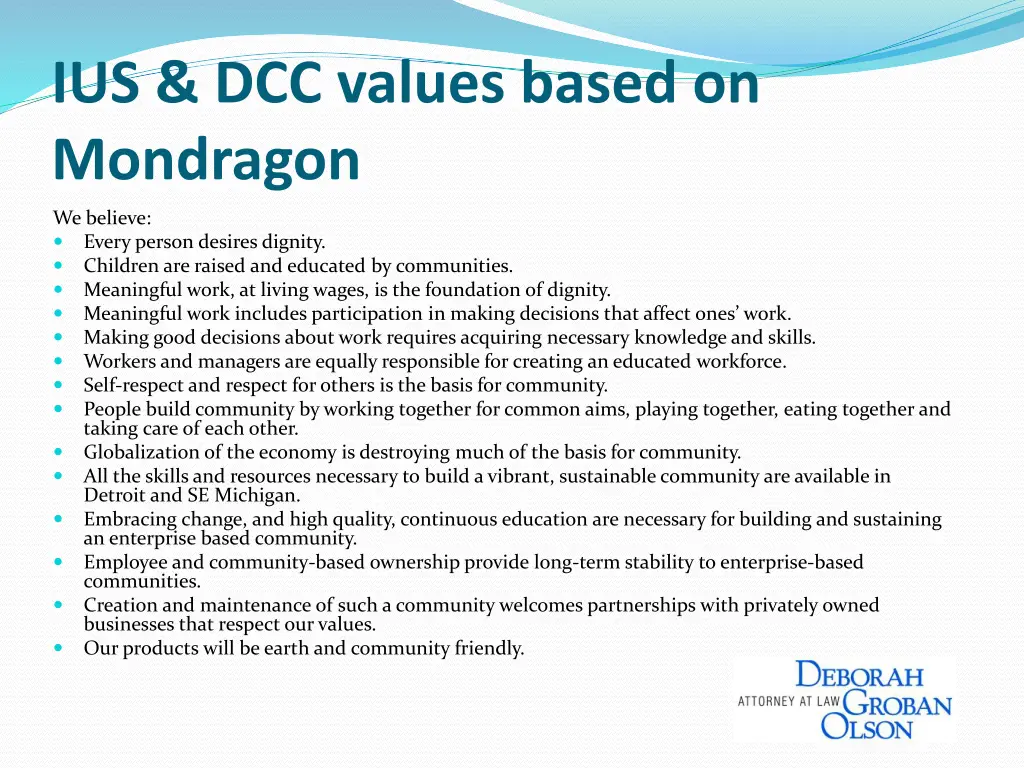 ius dcc values based on mondragon