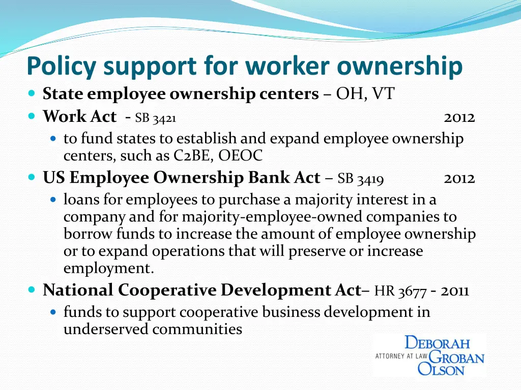 policy support for worker ownership state