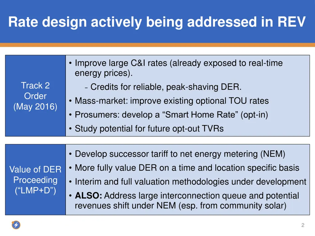 rate design actively being addressed in rev