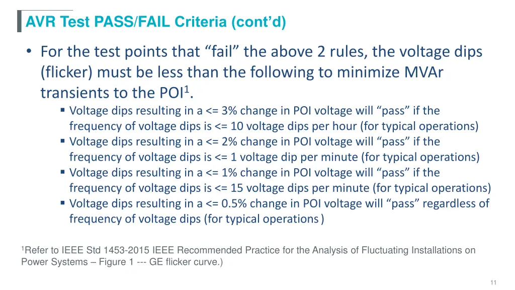 avr test pass fail criteria cont d