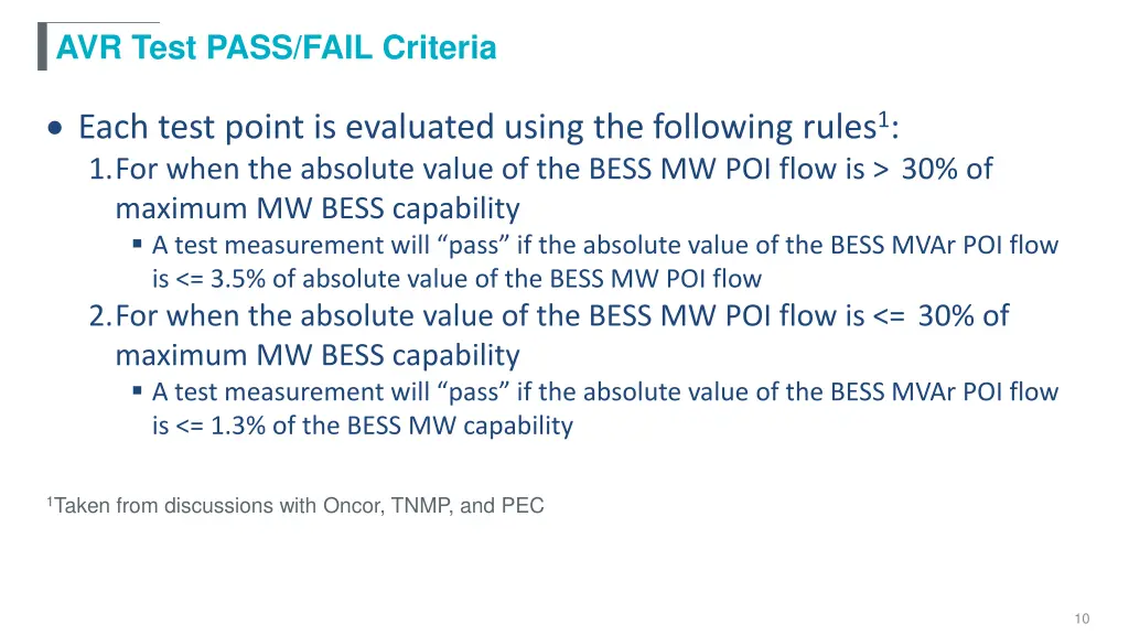 avr test pass fail criteria