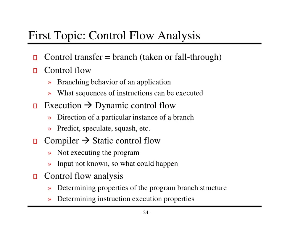 first topic control flow analysis