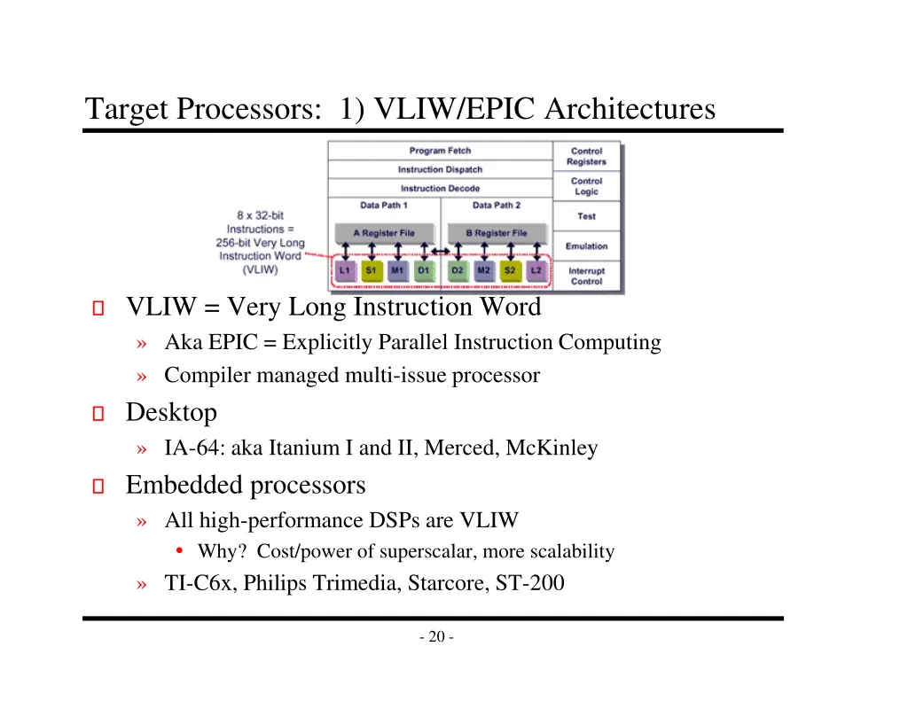 target processors 1 vliw epic architectures