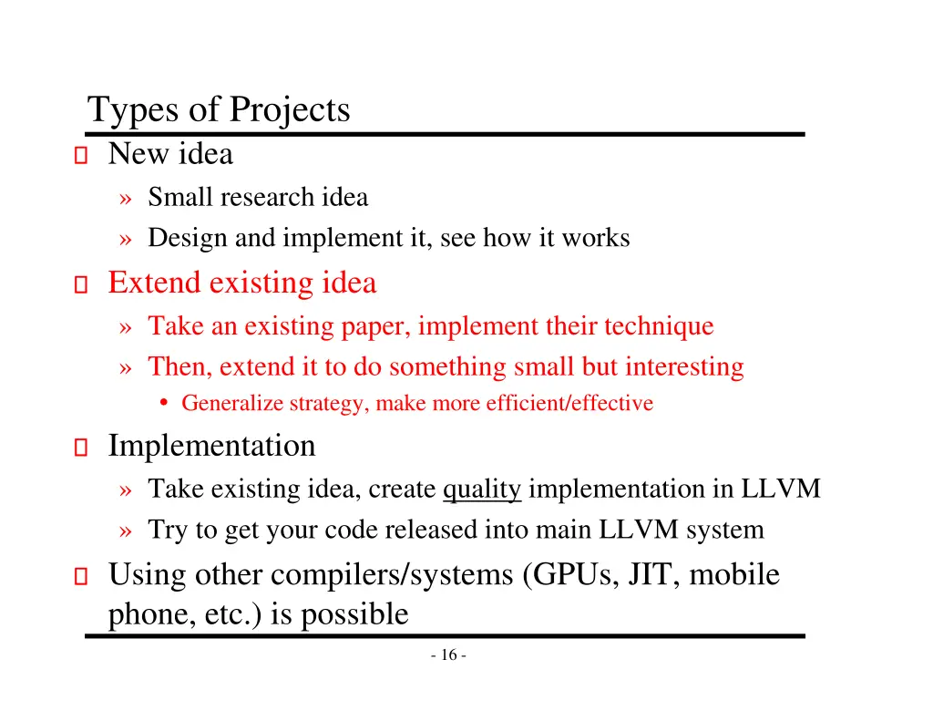types of projects new idea small research idea