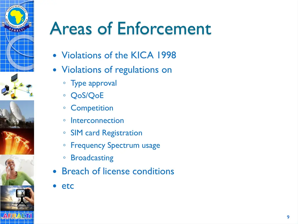areas of enforcement