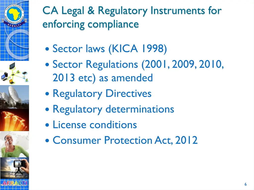 ca legal regulatory instruments for enforcing