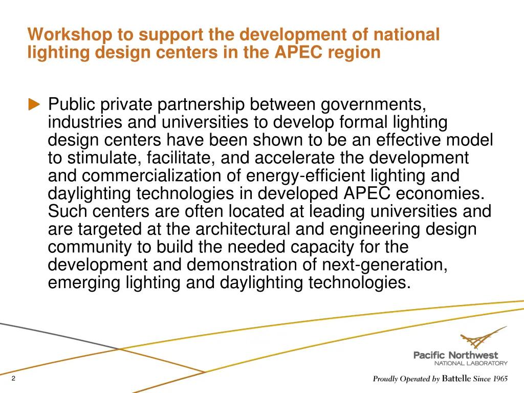 workshop to support the development of national