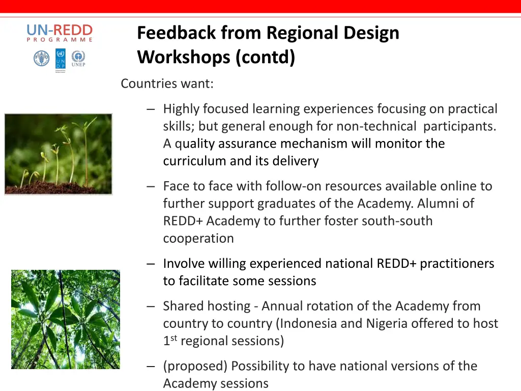 feedback from regional design workshops contd