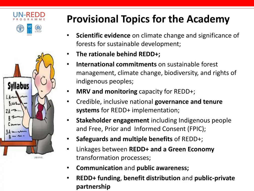 provisional topics for the academy