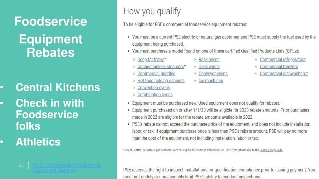 foodservice equipment rebates