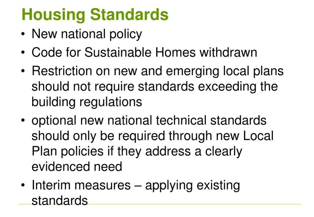 housing standards new national policy code