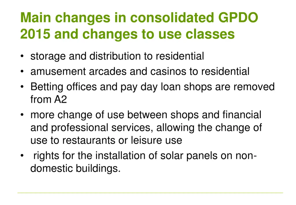 main changes in consolidated gpdo 2015