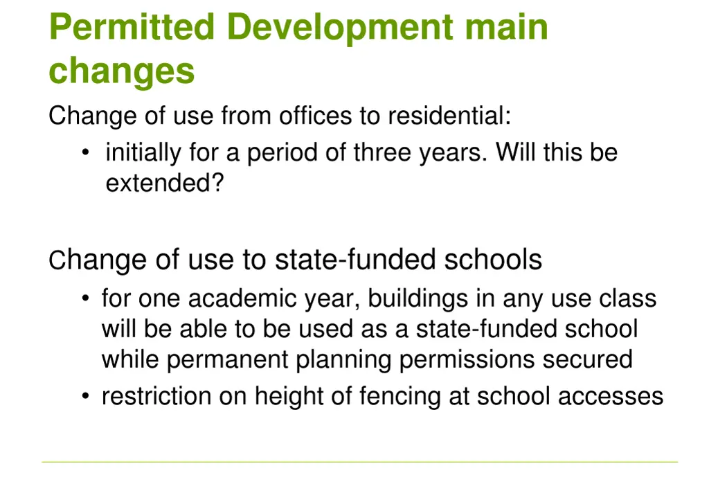 permitted development main changes change