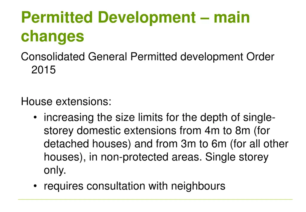 permitted development main changes consolidated