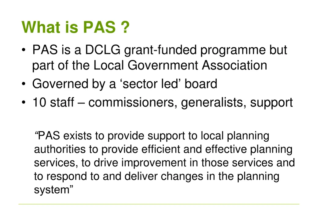 what is pas pas is a dclg grant funded programme