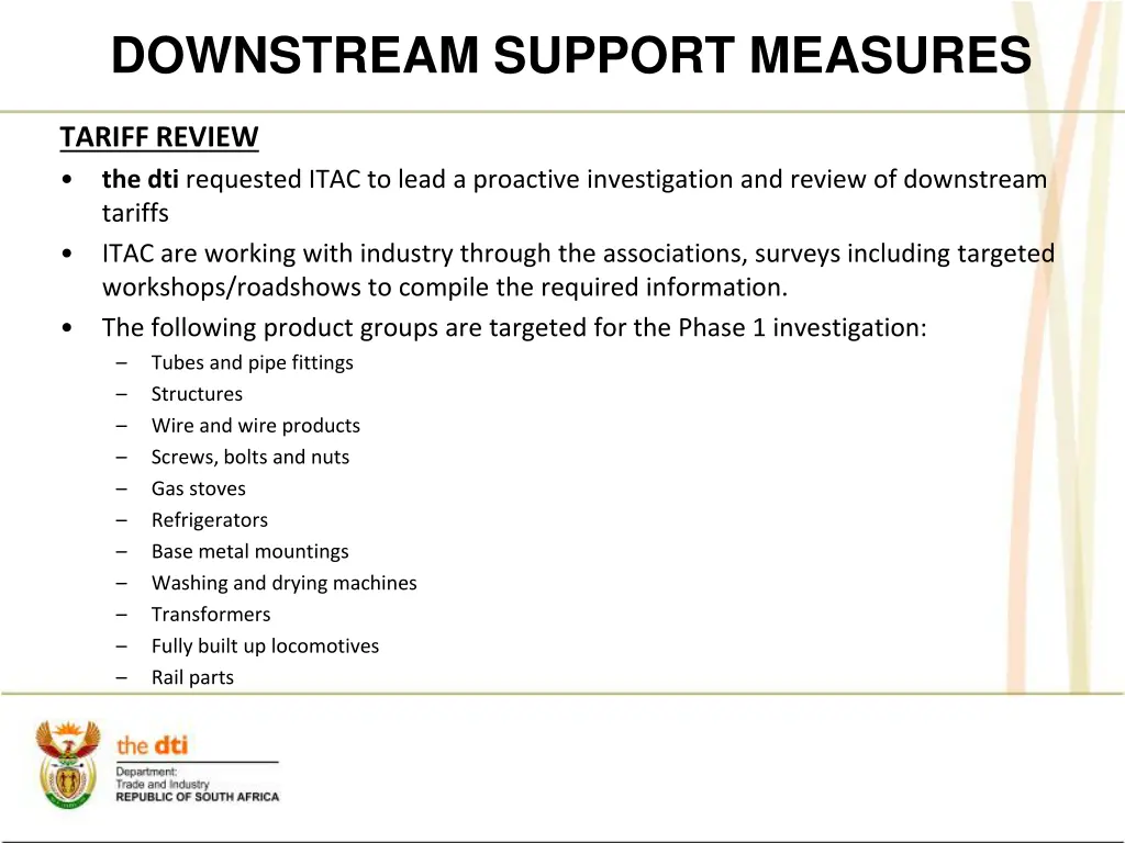 downstream support measures