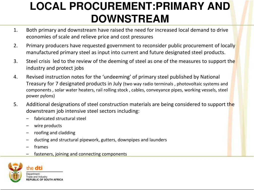 local procurement primary and downstream both