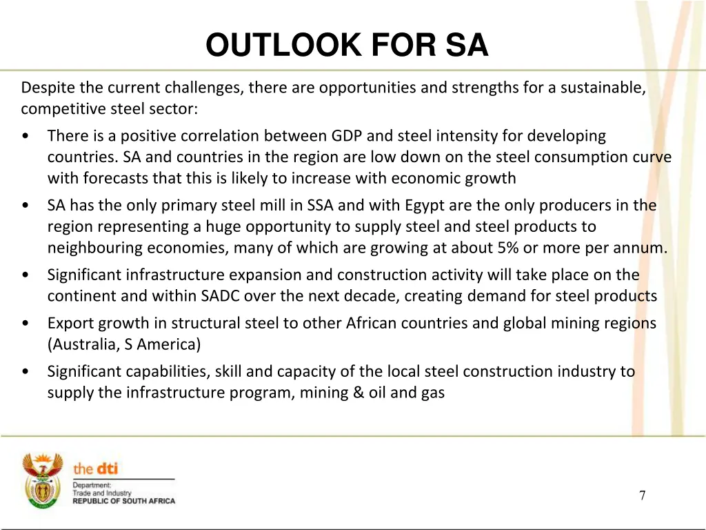 outlook for sa