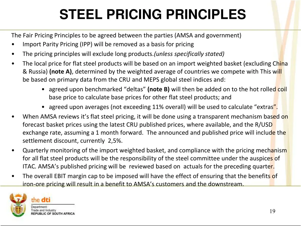 steel pricing principles