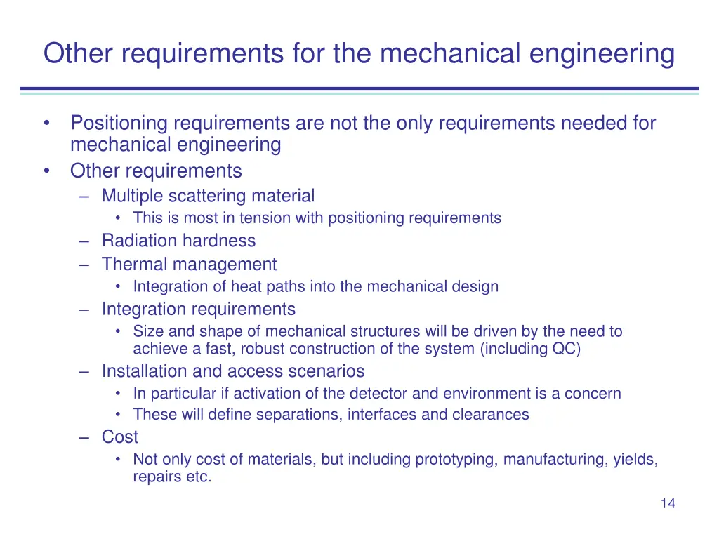 other requirements for the mechanical engineering