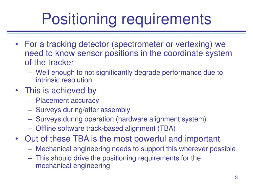 positioning requirements