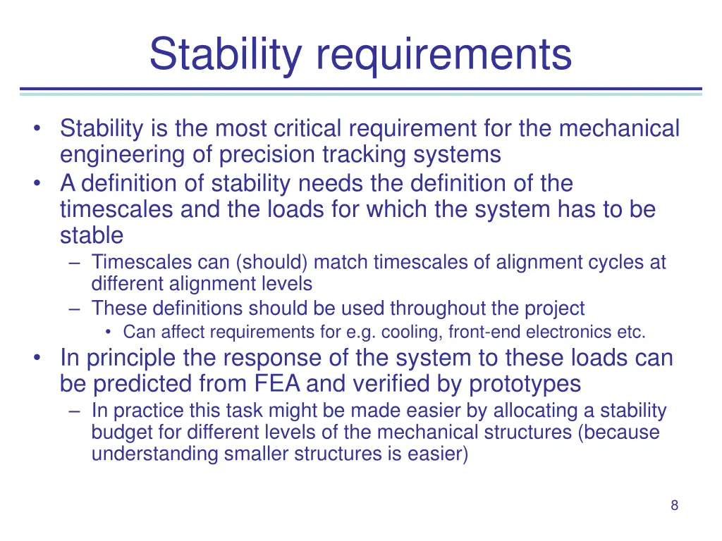 stability requirements