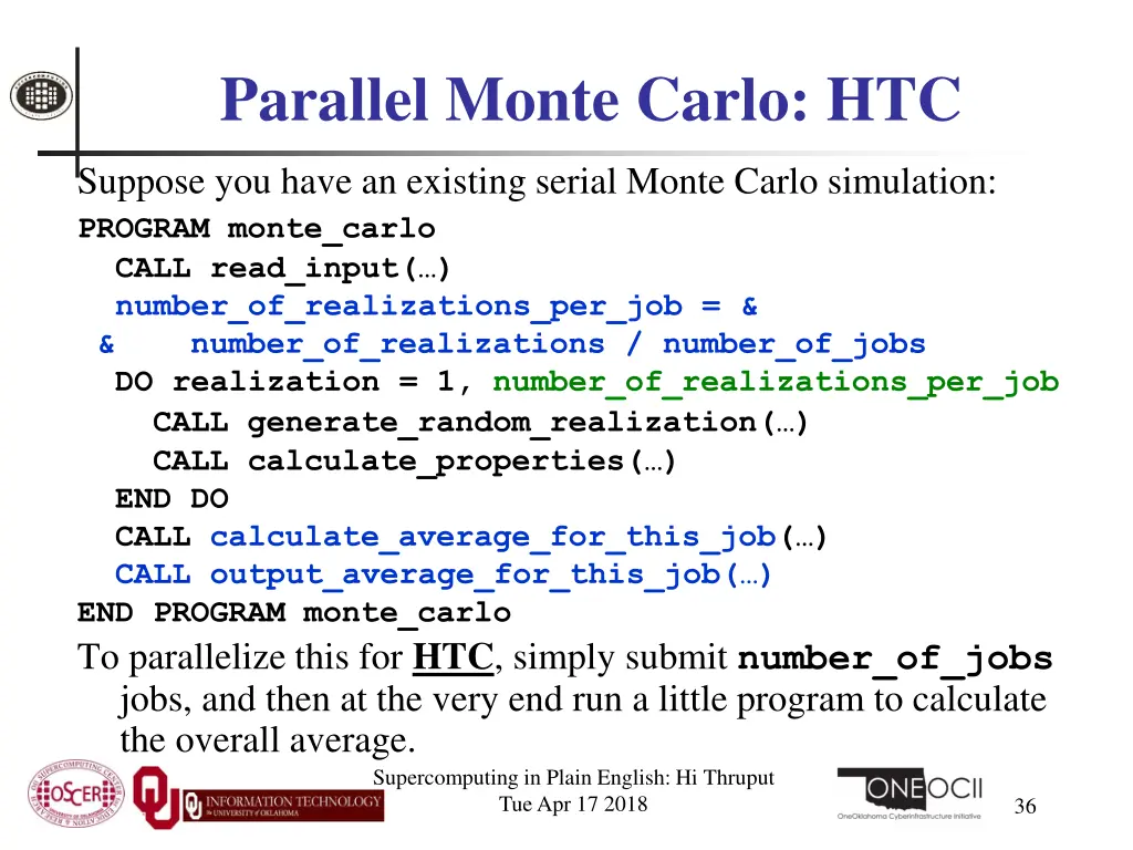 parallel monte carlo htc