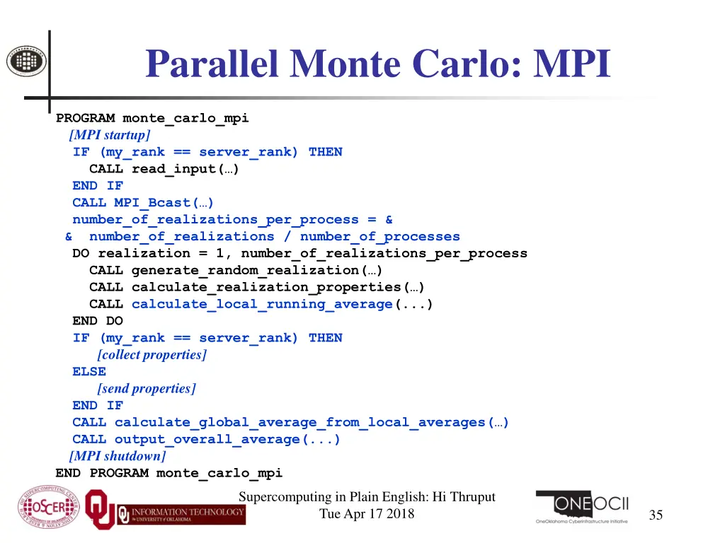 parallel monte carlo mpi