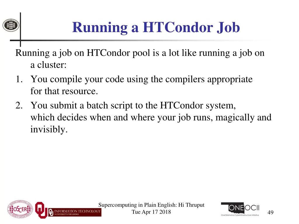 running a htcondor job